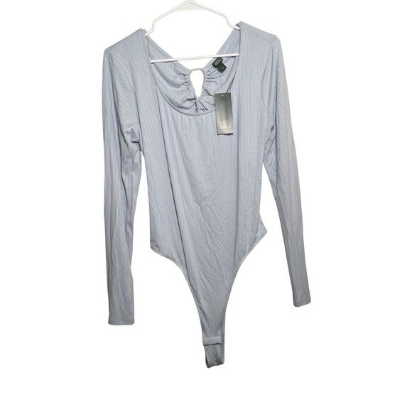 Wild Fable One Piece Women's XL Blue Open Ribbed Bodysuit Long Sleeve NWT - Picture 1 of 10